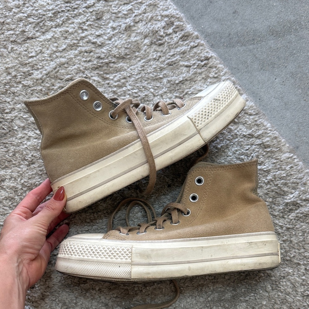 Converse High-Top Tan Sneakers Platform Size 6